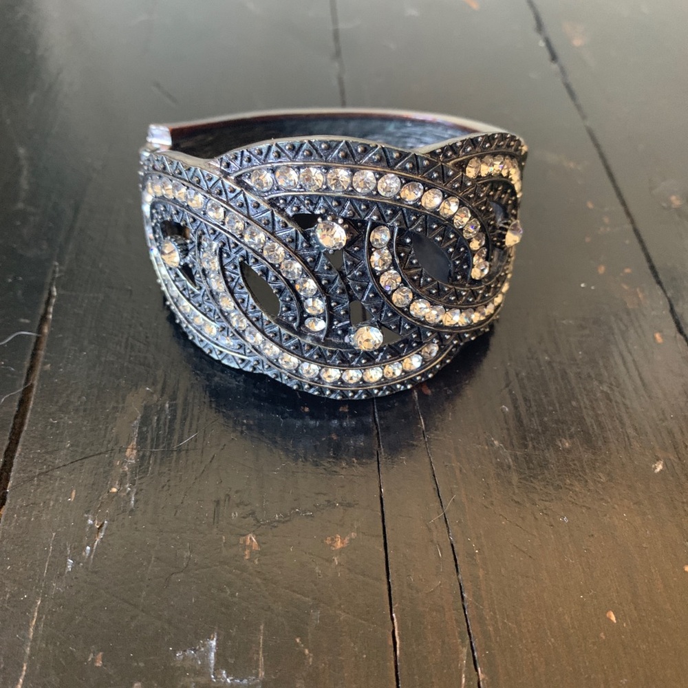 Pewter and Diamond Cuff Bracelet